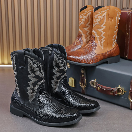 MLB LTHR-25 Embossed Western Boots: A Bold Statement of Elegance