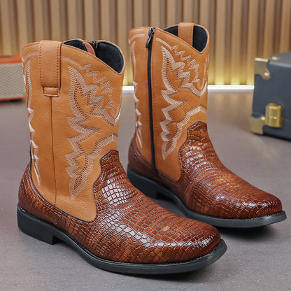 MLB LTHR-25 Embossed Western Boots