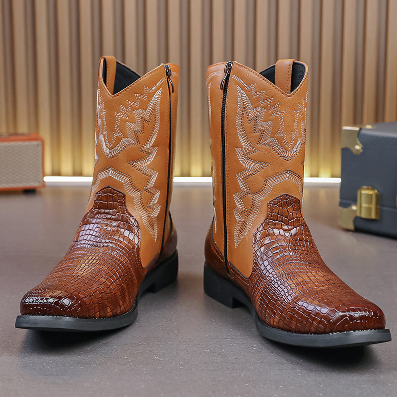 MLB LTHR-25 Embossed Western Boots