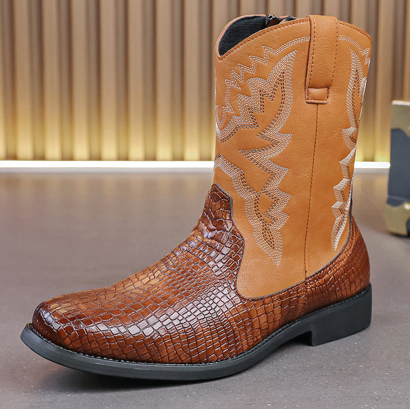 MLB LTHR-25 Embossed Western Boots