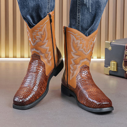 MLB LTHR-25 Embossed Western Boots