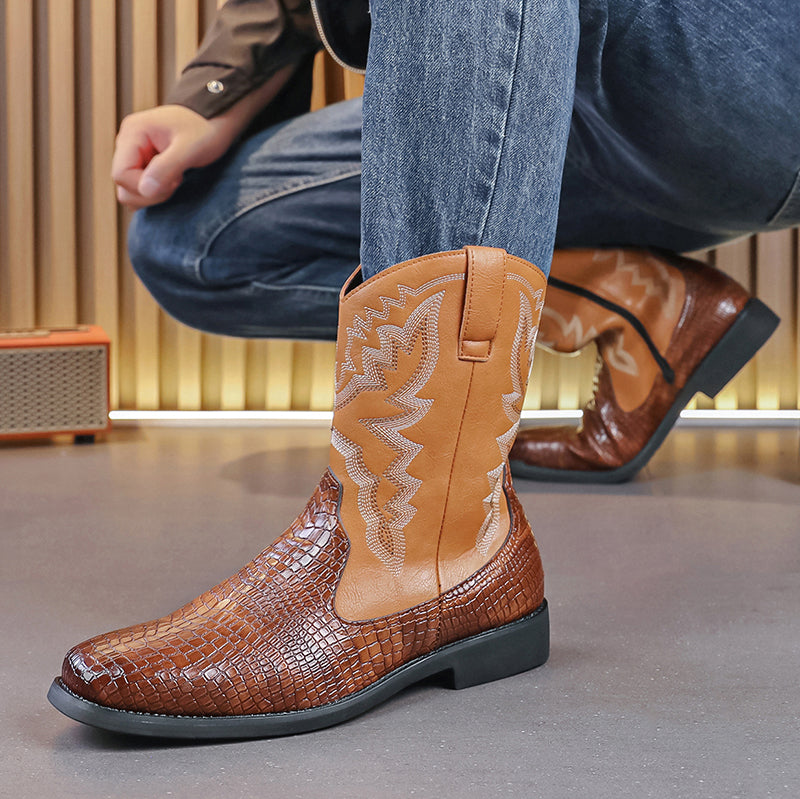 MLB LTHR-25 Embossed Western Boots