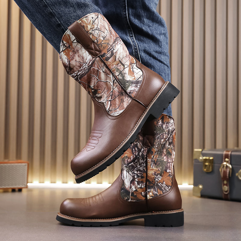 MLB LTHR-27 Camo Western Cowboy Boots