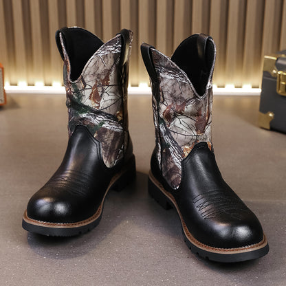 MLB LTHR-27 Camo Western Cowboy Boots