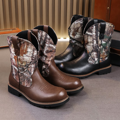 MLB LTHR-27 Camo Western Cowboy Boots