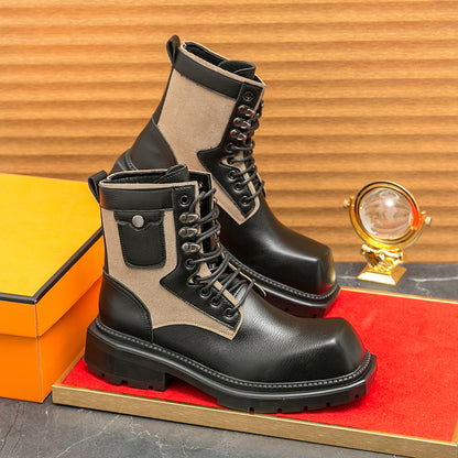 MLB LTHR-08 Square-Toe Combat Boots